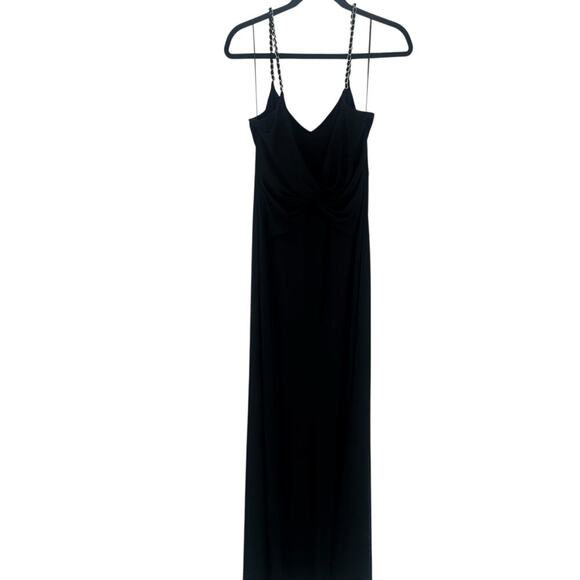 Lauren Ralph Lauren Chain Strap Twisted Jersey Gown Sleeveless Black Size 12 NWT - Picture 7 of 14